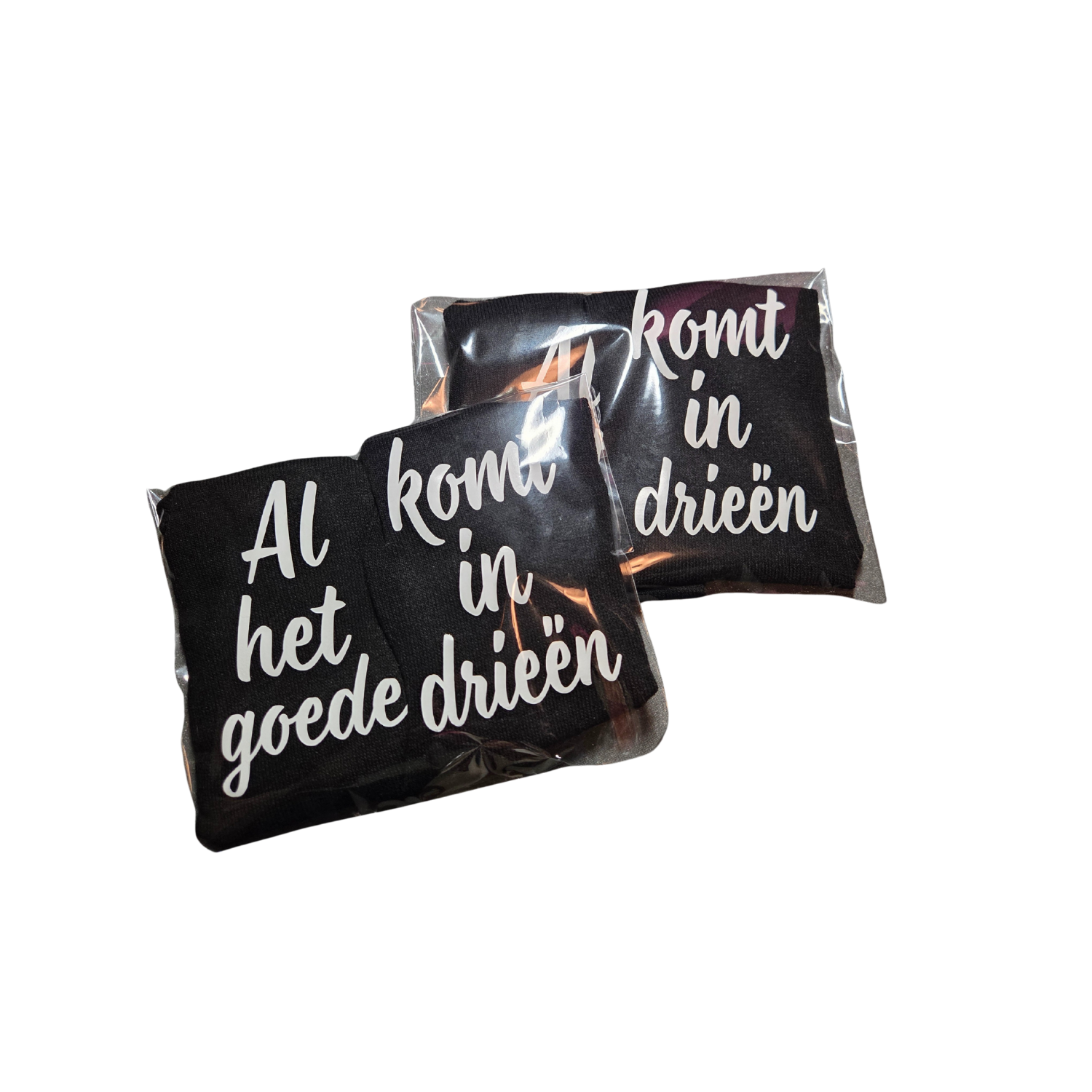 Gepersonaliseerde sokken met tekst – afscheidscadeau voor bootcamp deelnemers.