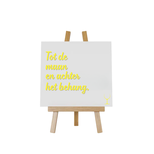 “Decoratief tegeltje met humoristische tekst "Tot de maan en achter het behang"– origineel cadeau-idee”