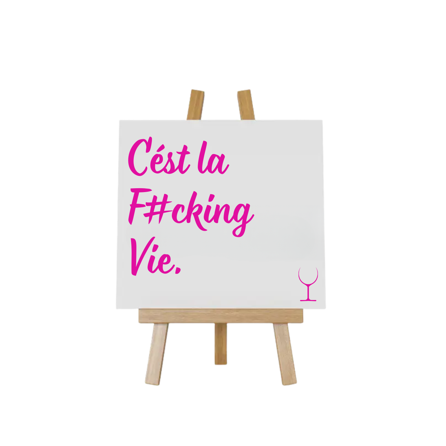 “Wit keramisch tegeltje 10x10 cm met grappige tekst "Cést la fu#cking Vie" – Handmade by J”