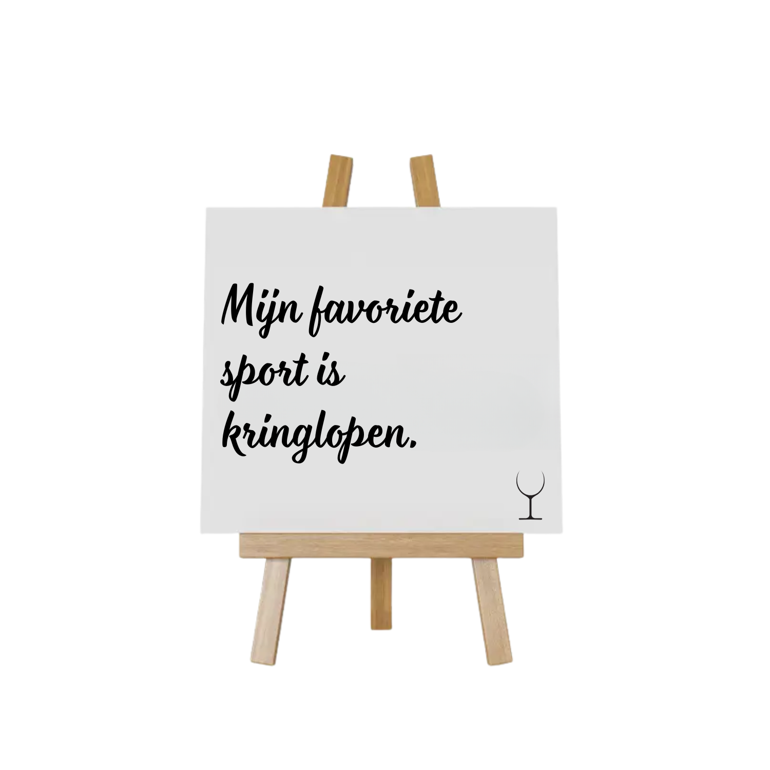 “Decoratief tegeltje met humoristische tekst "Mijn favoriete sport is kringlopen" – origineel cadeau-idee”