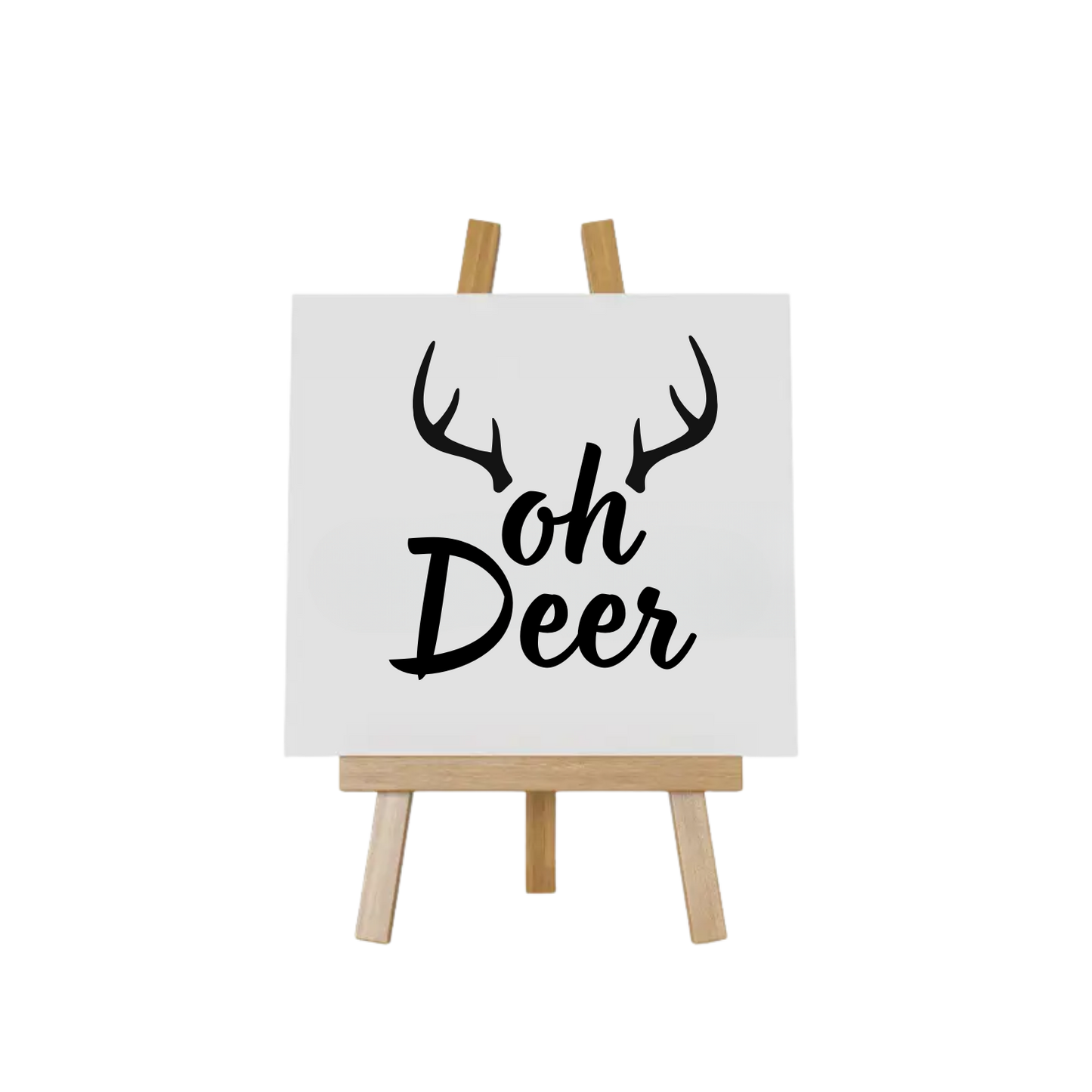 Kerst tegeltje met hertje en tekst Oh Deer als grappig kerstcadeau uit de kerstcollectie van Handmade by J.