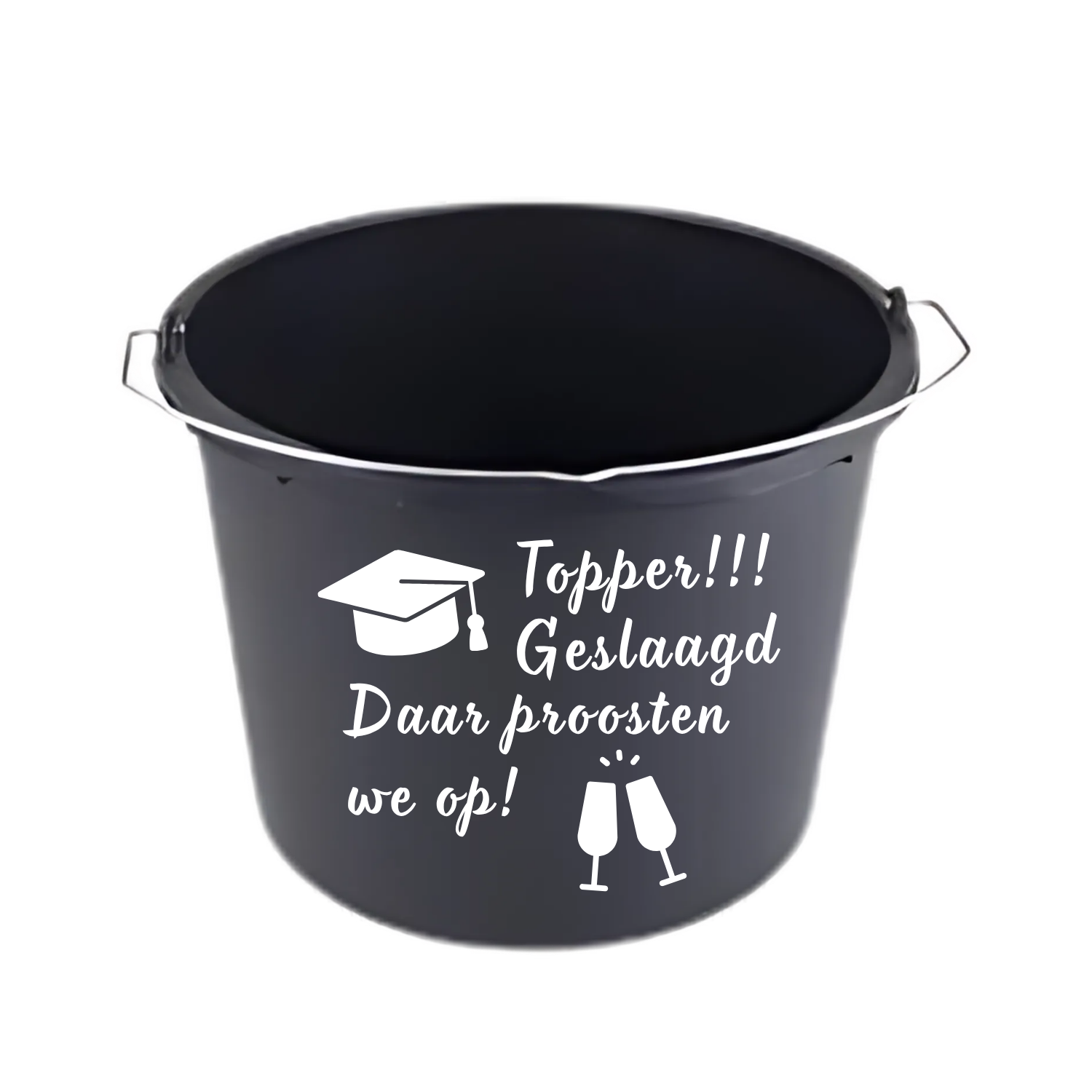 Geslaagd emmer met tekst Topper geslaagd – origineel cadeau Handmade by J