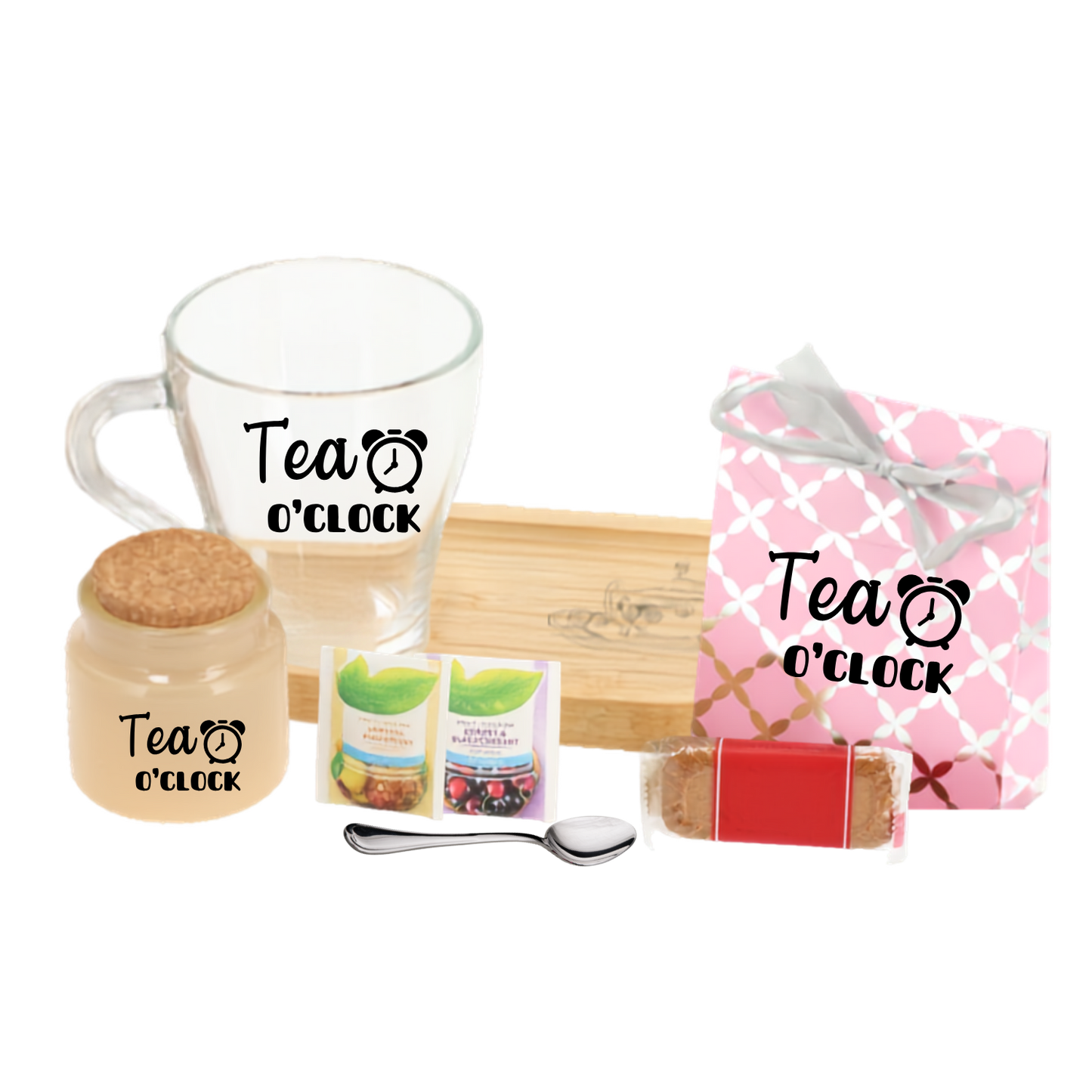 Thee cadeauset met de tekst Tea o 'clock