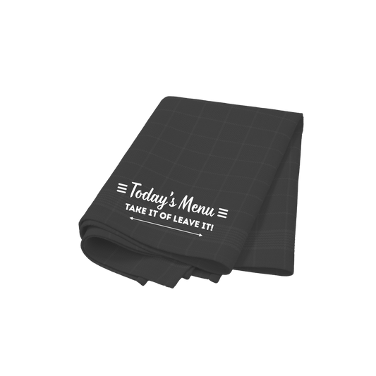 “Theedoek met ‘Today's menu’ – Handmade by J keukenaccessoire”