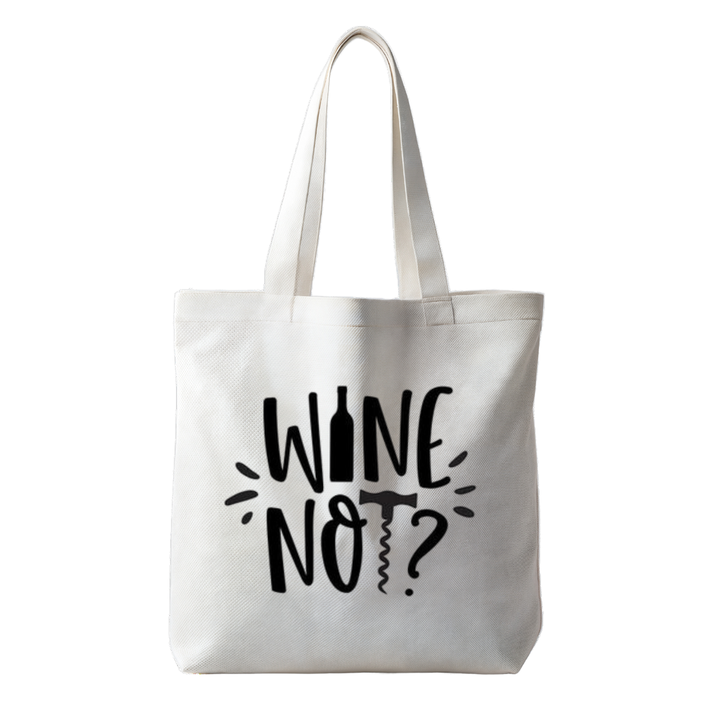 “Tote bag met tekst ‘Wine not?’ – Duurzame tas "Handmade by J.