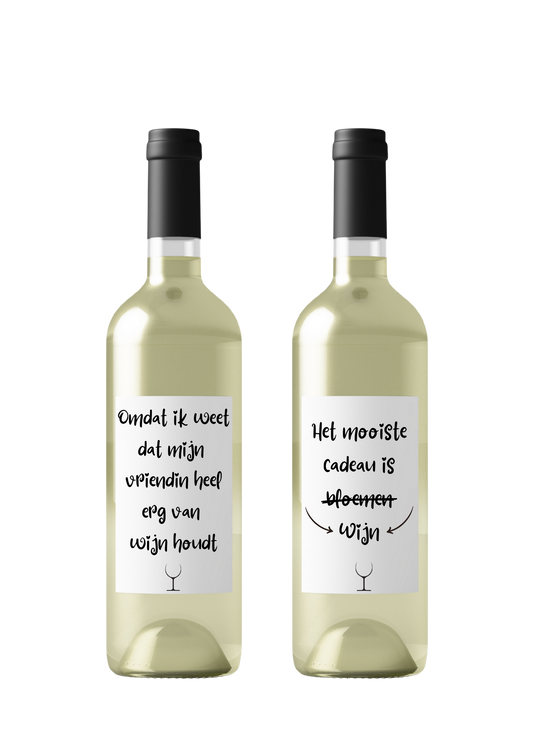 Grappig wit wijnetiket voor op een lekkere fles wijn.