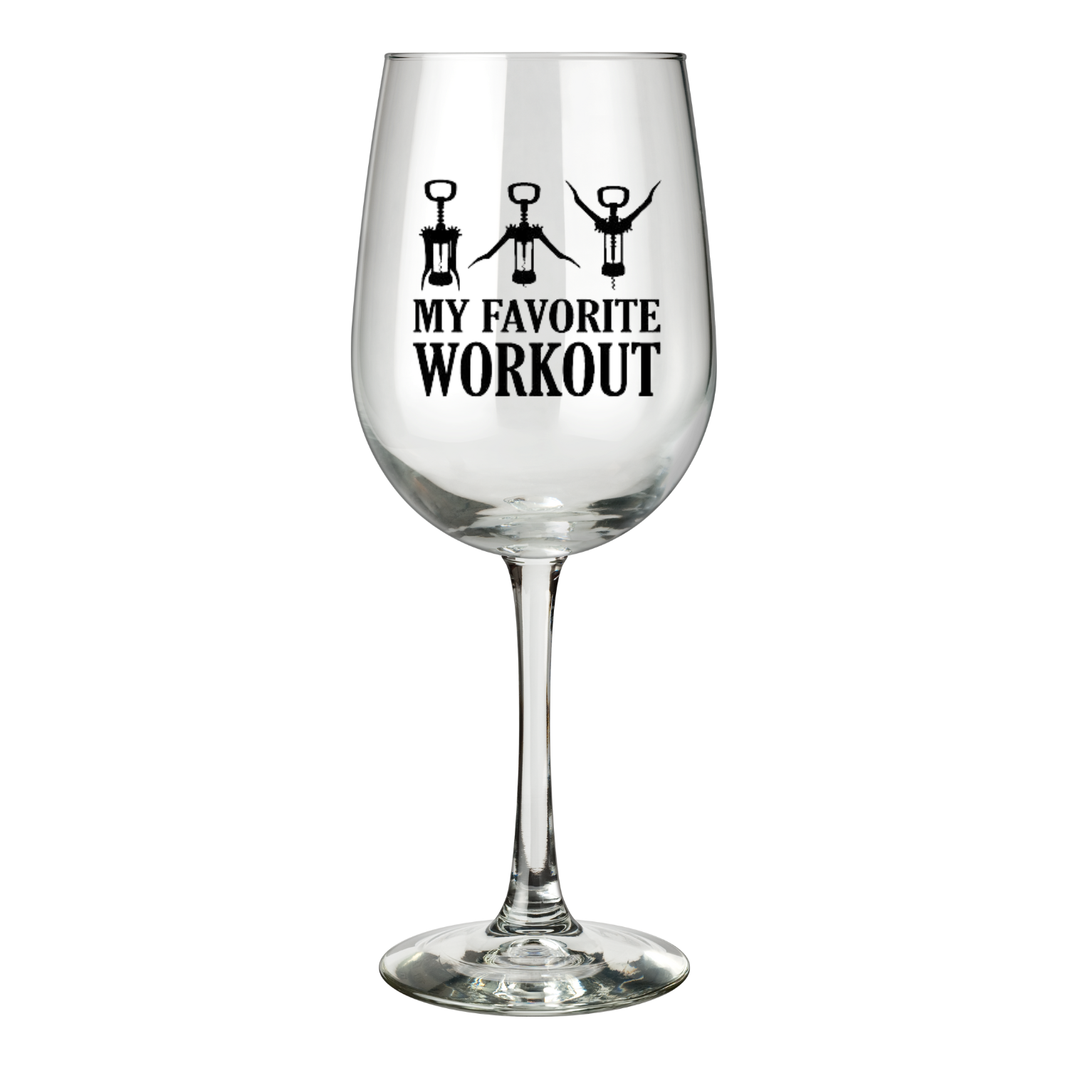 “Wijnglas met tekst ‘My favorite workout’ – Handmade by J”