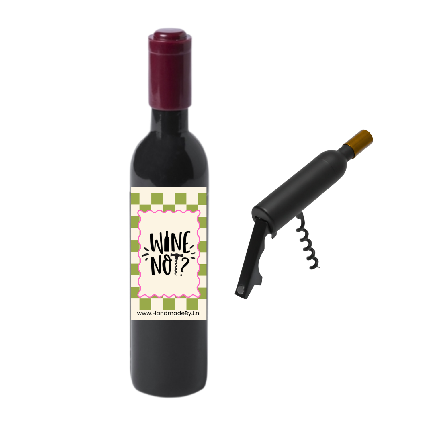 Bier- of wijnopener met de tekst Wine not