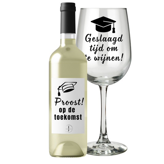 Wijnsetje met wijnglas en wijnflesje met tekst Geslaagd tijd om te wijnen Geslaagd wijnsetje met wijnglas en wijnflesje met tekst – Handmade by J
