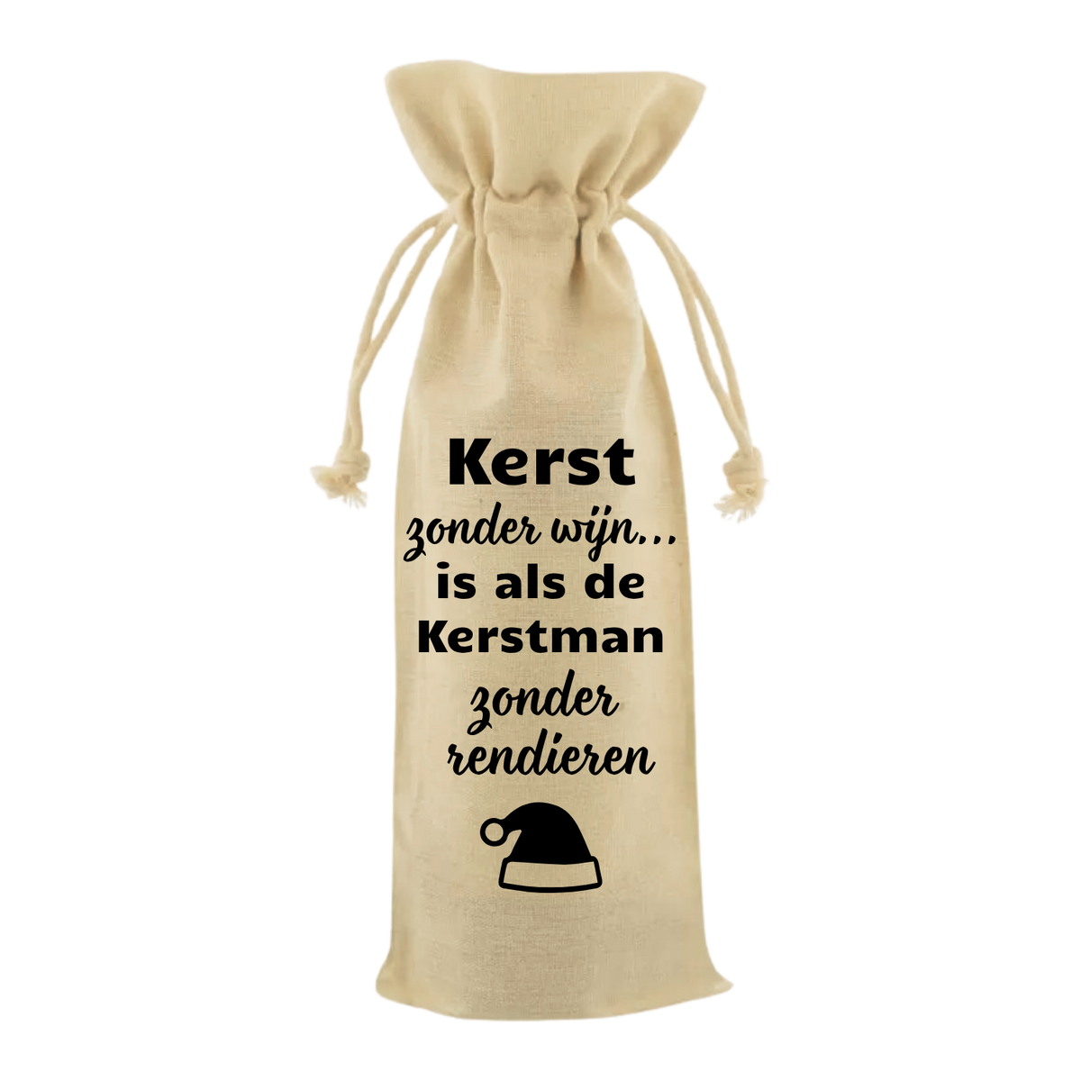 Wijntas met tekst Kerst zonder wijn is als de Kerstman zonder rendieren