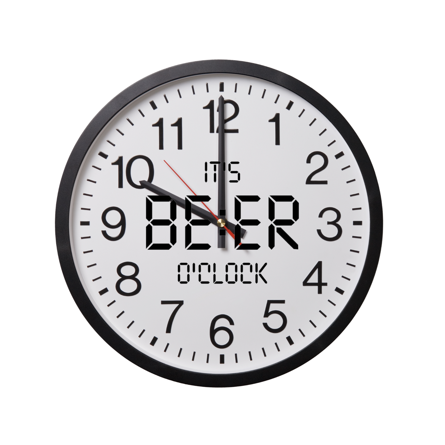 “zwarte klok met tekst ‘It's BEER o'cloc’ – Handmade by J”