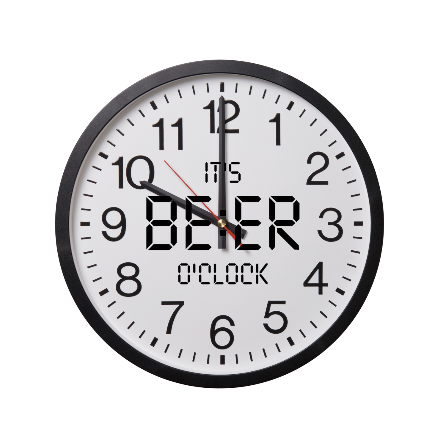 “zwarte klok met tekst ‘It's BEER o'cloc’ – Handmade by J”
