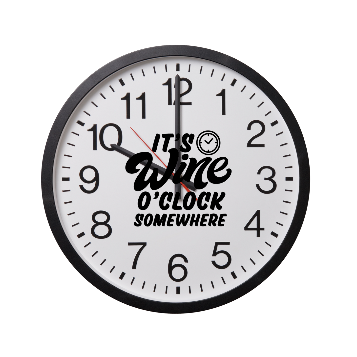 “Zwarte klok met tekst ‘It’s Wine O’Clock’ – Handmade by J”