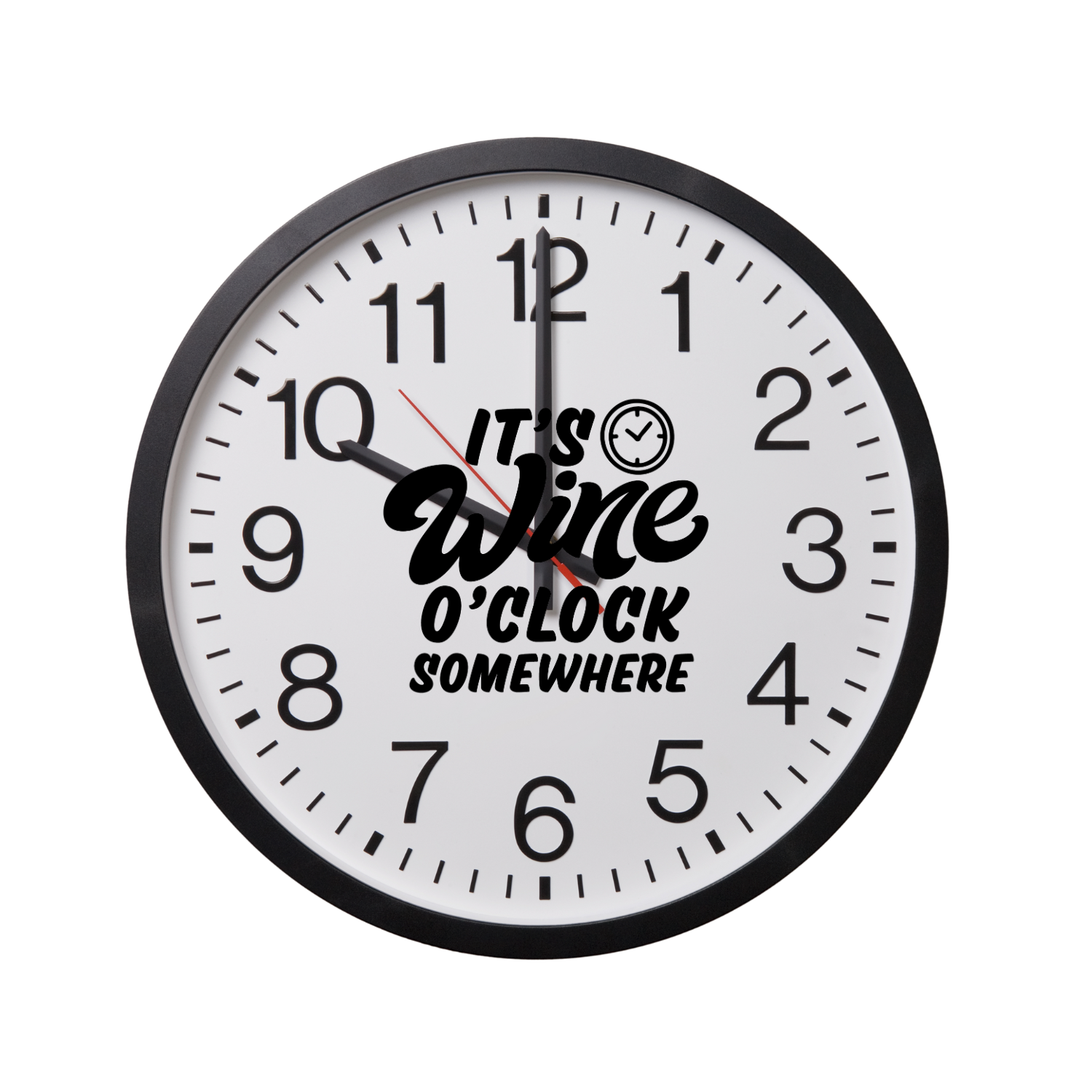 “Zwarte klok met tekst ‘It’s Wine O’Clock’ – Handmade by J”