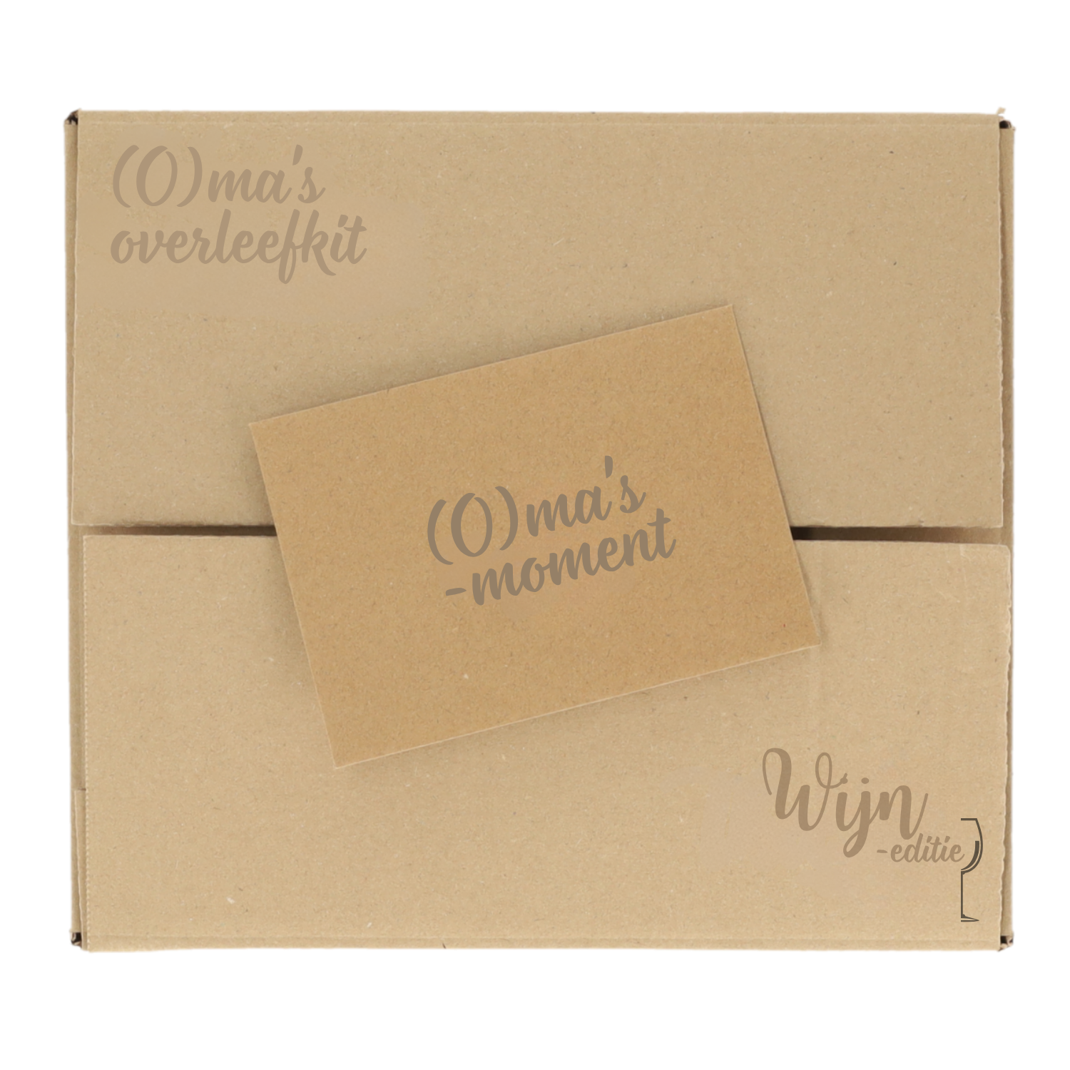 Oma's overleefkit gesloten doos met kaartje
