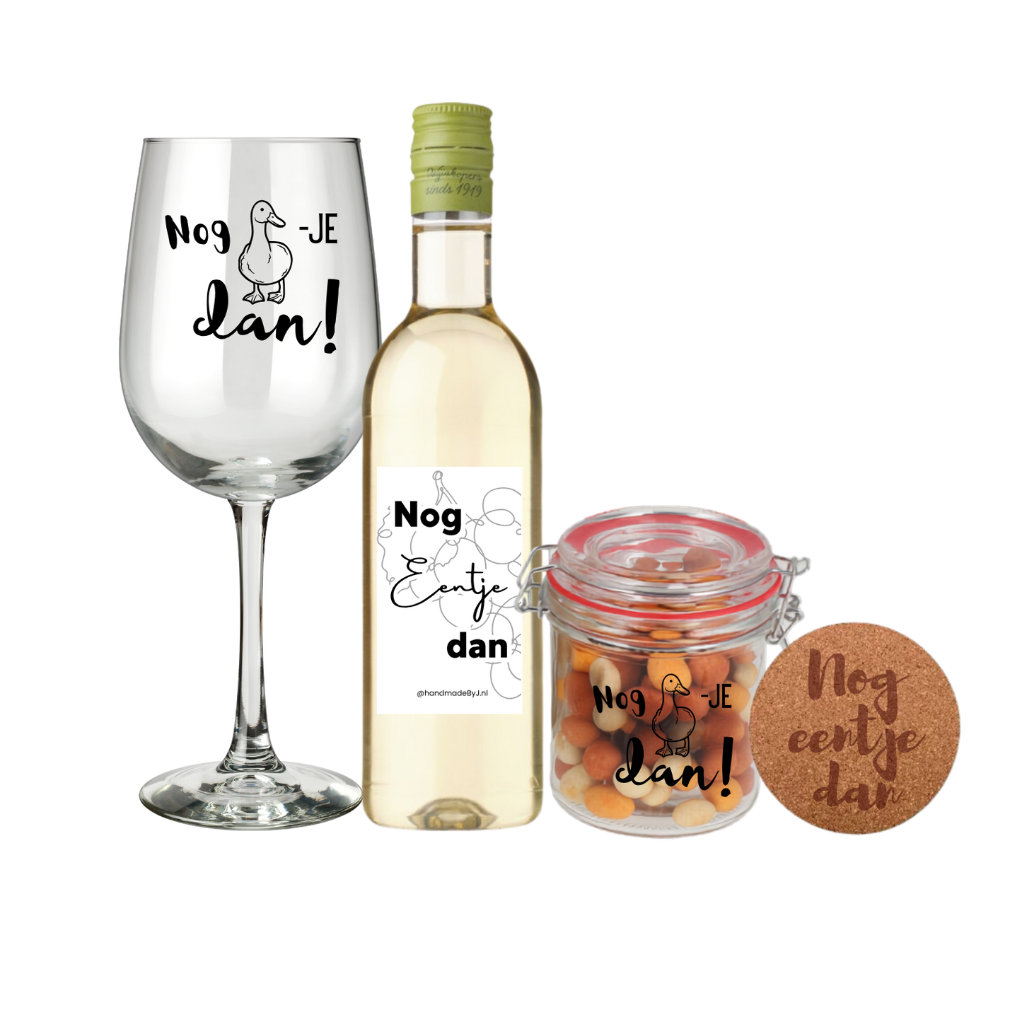 Wijn cadeau pakket met de tekst Nog eentje dan